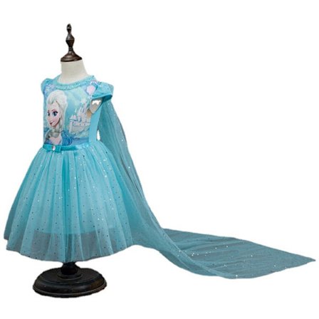 Lasten Tyttöjen Frozen Elsa Anna Prinsessa Lyhythihainen Tylli Tutu Mekko Cosplay Puku Pukeutua Lake Blu-FD-