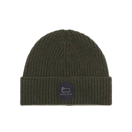 Woolrich Groente Logo Beanie , Groen , Heren , Maat: ONE Size Hoeden