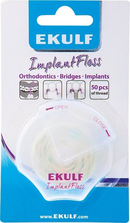 Ekulf ImplantFloss 50 stk, Medicin & Pleje, Mund & Tandpleje, Tandproteseprodukter