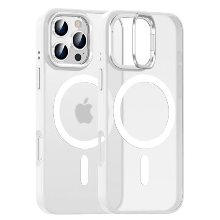 Fashion Lens Stativ Magnetiskt Telefonfodral För iPhone 16 15 14 Plus 13 Pro Max För Magsafe Trådlös Laddare Stötsäkert Skydd Vit
