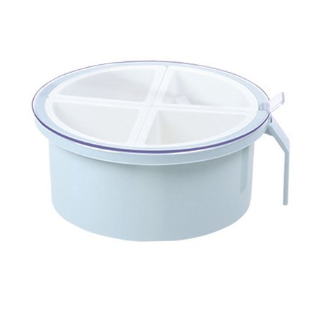 Rund 4 Rums Krydderiboks Plastik 4 Rum Krydderibøtte Køkken Krydderi Opbevaringsbeholder Blå Grå