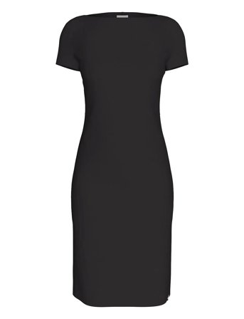 Stretch Crepe Boat Neck Ss Dress Black Calvin Klein