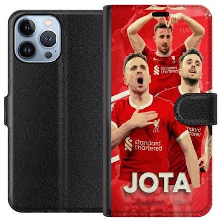 Kompatibel Tegnebogsetui til Apple iPhone 13 Pro Max Diogo Jota plakat Liverpool FC fremad striker Portugal Premier League Røde fodboldspiller design