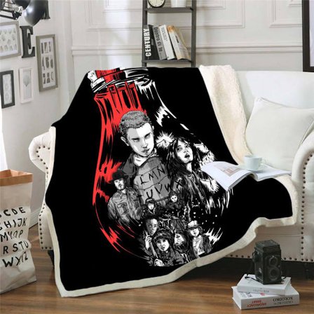 Stranger Things 3D-printet ullteppe, flanell, 70*100 16