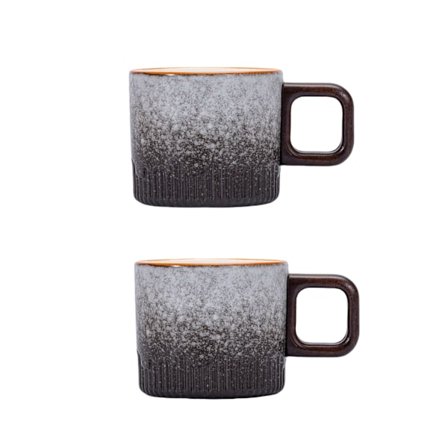 Espressokopsæt, 59 ml keramiske espressokopper, demitassekopper til te eller kaffe (grå)