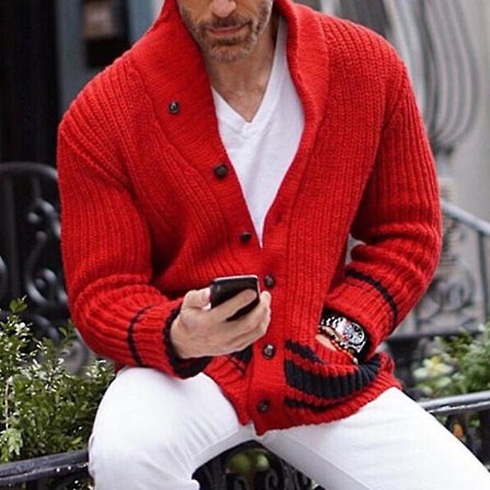 Miesten pitkähihainen neuletakki, slim fit, lämmin talvitakki, avoin etuosa