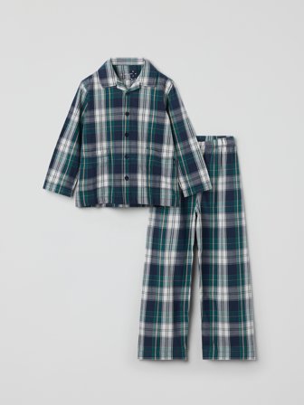 Polarn O. Pyret - Two-piece checked pyjamas - 134|140 - Childrenswear - blue