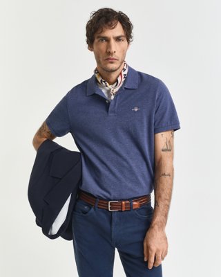 GANT - Klassisk piquéskjorte i regular fit til herre dk jeansblue melange