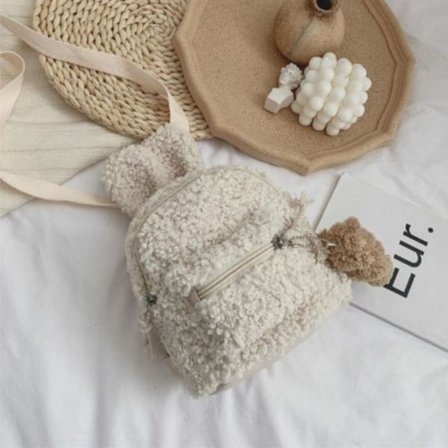 Toddler pehmoreppu Bunny Ear -koululaukku VALKOINEN