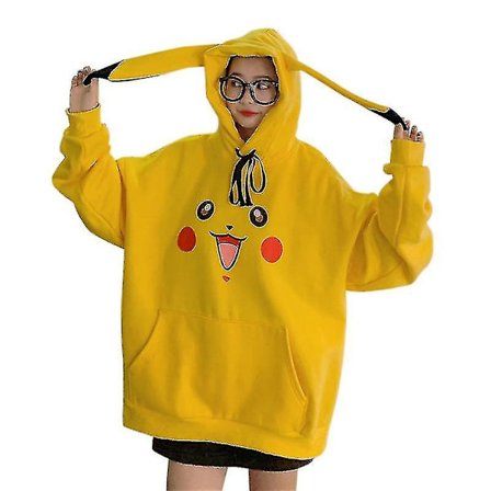 Elf Pikachu Sweatshirt Hoodie Jacka Lös H