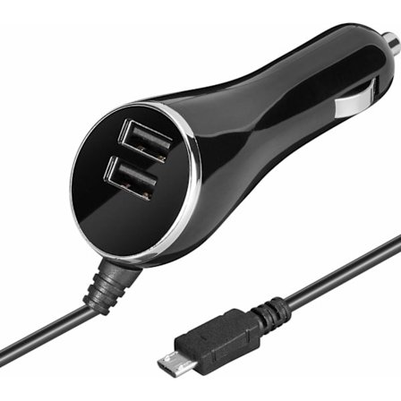 Goobay HighPower Micro-USB + 2 usb uttag billaddare 3,1A