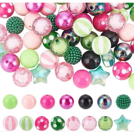 60 st 20mm Chunky Bubblegum Pärlor 15 Stilar Blandade Färgglada Runda Pärlor Discokula Pärlor