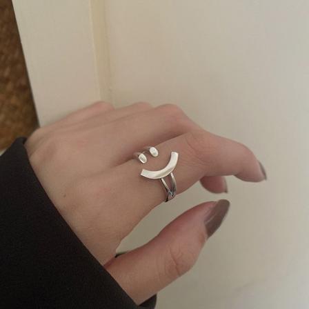Kvinnor Student Silver Färg Öppningsring Unik Personlighet Adju