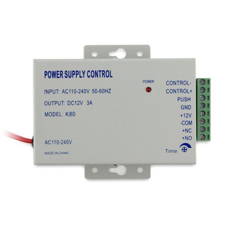 K80 strømforsyningskontroller AC 110-240V til for DC 12V 3A Passer for videodørklokke Elektrisk slaglås Boltlås Magnetisk