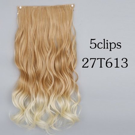 Syntetisk 22 32 tum 5 Clips Hårförlängning Värmebeständig falska hårstycken Långa vågiga frisyrer Clip In Hair Extensions