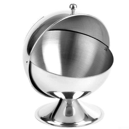 Sukkerskål i rustfrit stål med rullelåg, kugleformet salt- og krydderibeholder til køkkenbrug (FMY)