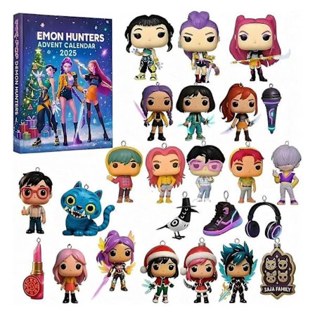 Kpop Demon Hunters Joulukalenteri 2025 Keräiltävät 3D-hahmonuket Huntrix Saja Joulukuusenkoriste Joululahjat[D]