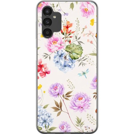 Kompatibelt Mobildeksel til Samsung Samsung Galaxy A04s Blomstrete mønster med håndmalte blomster, sommerfugler og insekter i romantisk skandinavisk