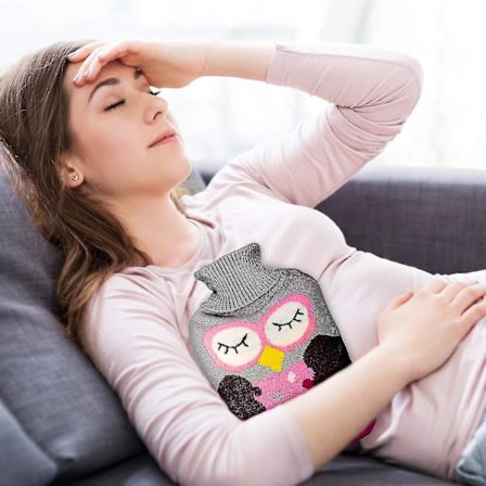 Varmt Vandflaske med Dæksel 2l, Aftagelig og Vaskbar Varmepude med Strikket Dæksel