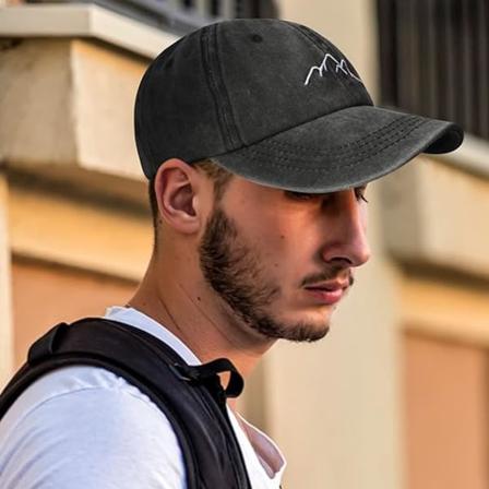 Baseballcaps for menn - Vintage vasket Dad Hat Peak Cap justerbar bomull Unisex Blue
