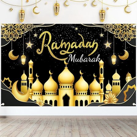 Ramadan Mubarak -taustakangas, 180 x 110 cm Ramadan-tausta Eid Mubarak -banneri