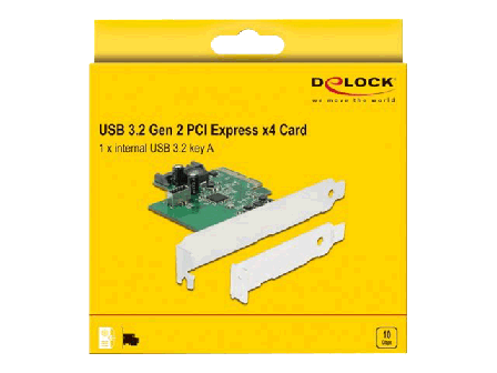 Delock PCI Express Card to 1 x internal USB 3.2 Gen 2 key A 20 pin female - USB-adapter - PCIe 3.0 x4 - USB 3.2 Gen 2 (internal) x 1