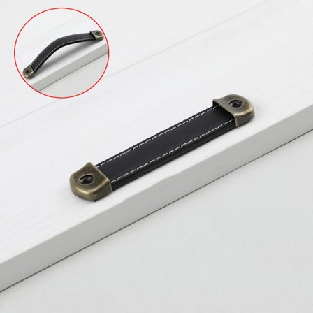 6 stk. lædergreb til skabe og skuffer - lædergreb til køkkenmøbler og dørhåndtag med skruer - læderhåndtag til badeværelses- og køkkenskabe og døre (