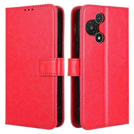 Til TCL 60R 5G Etui Crazy Horse Tekstur PU Læder Pung Etui Flerfarvet Rød