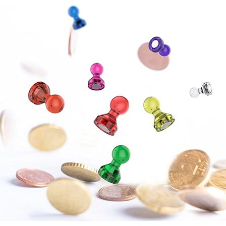 Satunnaisia painonappimagneetteja, toimistomagneetteja, 60 pakkausta 7 väriä vahva