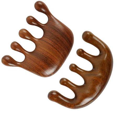 2 stk. Naturlig trebredtannet kam Sandeltre hodebunnsmassasje