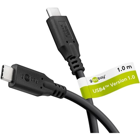 USB-C -kaapeli, USB4 , 1 m, musta