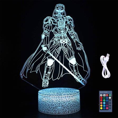 B Darth Vader Star Wars Leketoy 3D LED Akryl Nattelys med Fjernkontroll & Smart Berøring 16 Farger Skiftende Dimbar USB-drevet Soveromsdekorasjon 