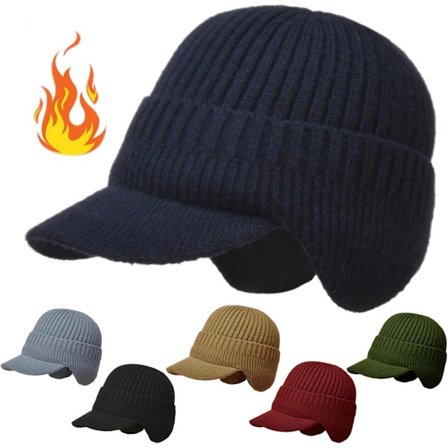 1 stk. Elastisk varm ørebeskyttelse Fleeceforet strikket hue med skygge