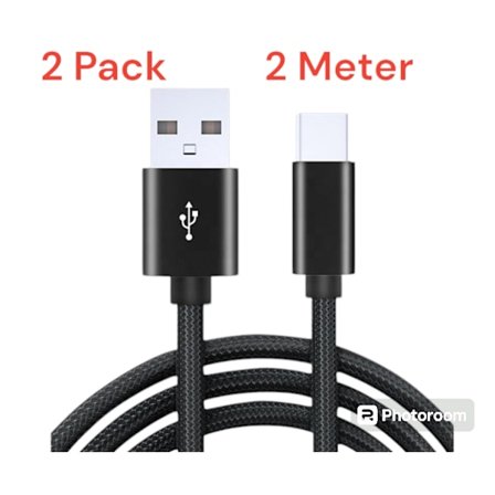 2-PACK Snabbladdning 2M USB-C kabel /laddare / laddsladd
