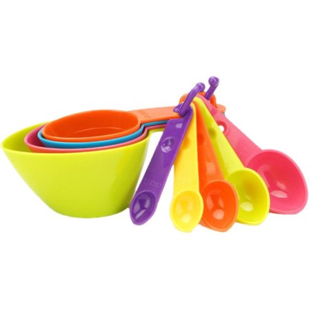 Classic Måttskedar, Måttkopp och Skedset med Mjukt Grepphandtag, Köksredskap Mätverktyg