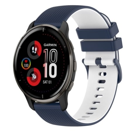 För Garmin Venu 2 Plus 20 mm rutigt watch i tvåfärgad silikon