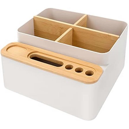 Skrivebordsorganisator Træ Makeup-organisator Kosmetik-organisator Penholder Skrivebord Børn med 8 rum til negleklippere Børster Pen Fjernbetjeninger