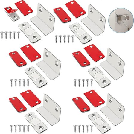 Garderobsdörrsmagnet 6 stycken Tunna självhäftande magnetiska lås, Dörrmagnet, Garderobsmagnet, Används för garderob, Garderobsdörrstängare (Silver)