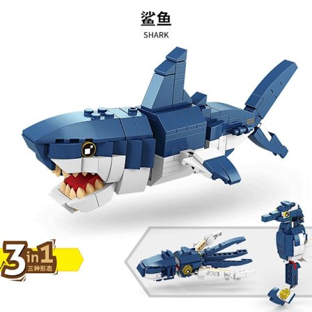 3-i-1 Haj Byggelegetøj (inklusive vilde dyr legetøj, 188 dele) med gaveæske