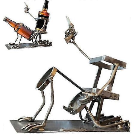 Whiskey Flasker Stativ Vinreol Nyhed Metal Humanoid Designet Flaskeholder til Cola Likør Vin Øl Steampunk Stil Drikkevare Display Sta (FMY)