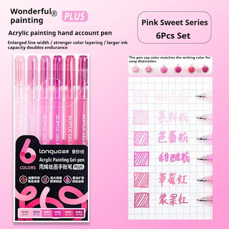 LANGUO 90/6 Färger Akrylmålnings Gelpenna 1.0mm Målning Ritning Skrivning Konstmarkörer Pennor Student Graffiti Akrylfärg Pennor