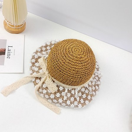 Kvinners sammenleggbare stråhatt anti-UV (Khaki), Dame strå Panama Cape