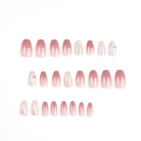 Grå Glitter Press-on Naglar Kista Långa Falska Naglar Akryl Gradi