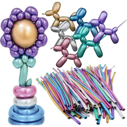 260 ballonger Långa metallballonger för dekoration