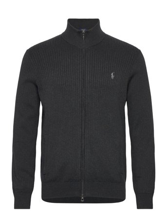 Polo Ralph Lauren Rib-Knit Cotton Full-Zip Sweater - Grey - L