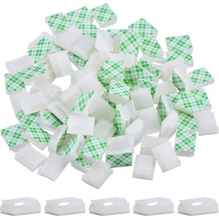 100 stk selvklebende kabelklemmer, kabelklemmer, kabelhåndtering, ledningsholder (15,5 x 12,5 mm, hvit)