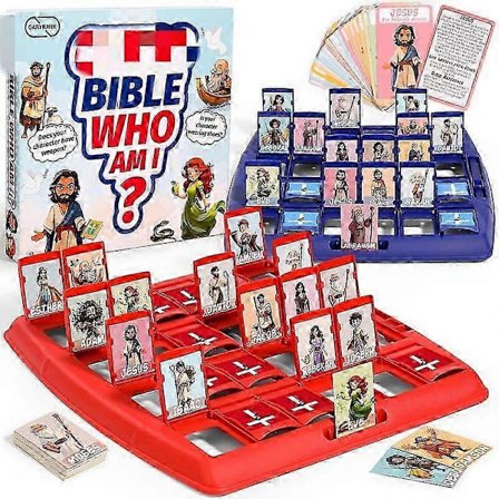 Gæt Bibelen Hvem Jeg Er Brætspil til Børn, 24 Hellige Bibelske Karakterer med Livshistorie & Verskort, Bibel Trivia Studiematerialer til Søndagsskole