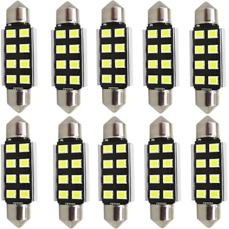 10 st vita 41mm festliga LED-bilslampor 2835smd