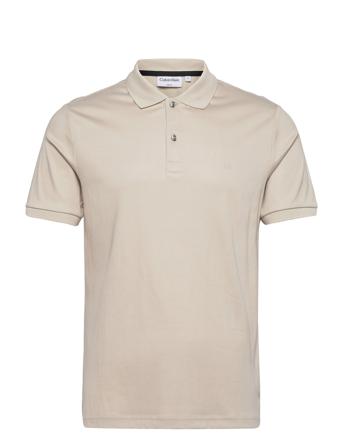 Smooth Cotton Slim Polo Polos Short-sleeved Beige Calvin Klein