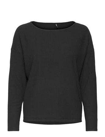 Onlnella L/S Boatneck Boxy Top Cs Jrs Black ONLY